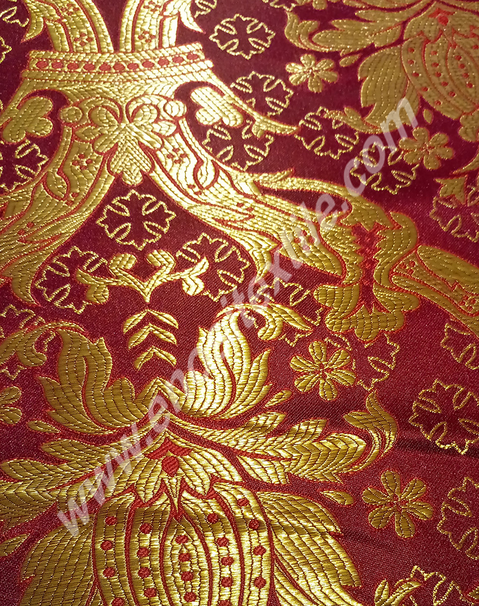 KL-028 Claret Red-Gold Brocade Fabrics